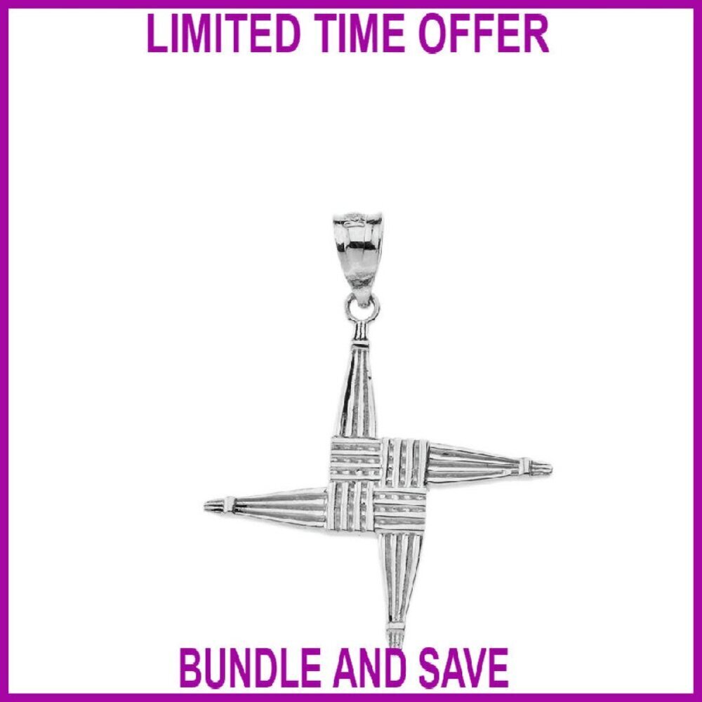 Sterling Silver Saint Bridget Cross Pendant, 0.92x1.08 Inches, Unisex